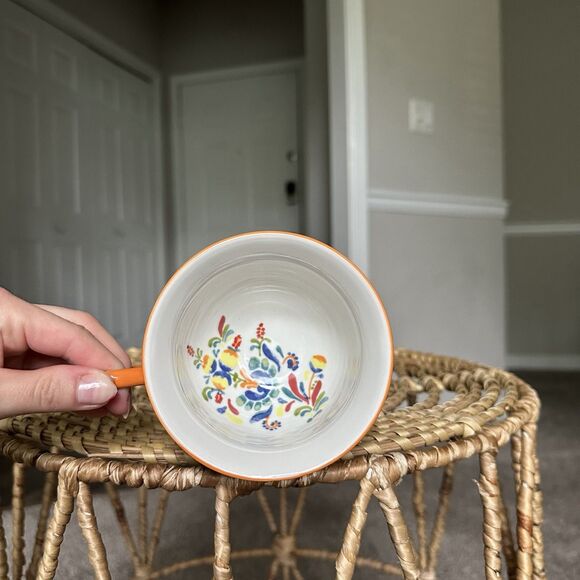 Anthropologie Cadiz Floral Mug With Orange Handle And Blue Flower - Picture 9 of 12